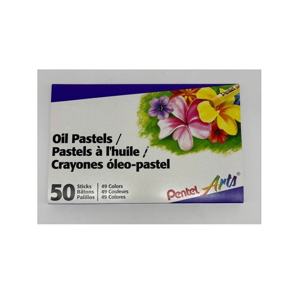 Pentel Arts Oil Pastels Set 50 Sticks 49 Colors PHN-50‎ Multicolor Blendable